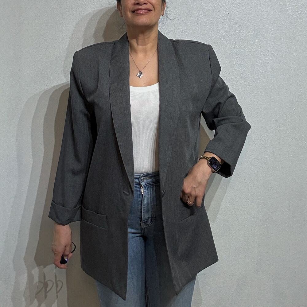 Terrazzo Gray ILGWU 80s Vintage Longline Blazer Sz 12